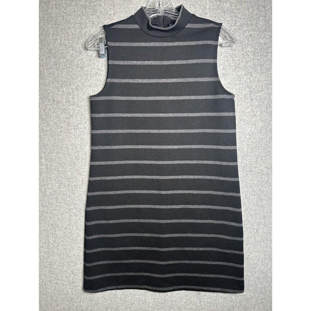 Paraphase Dress Womens Size 6 Tank Sleeveless Striped Gray Black Stretch Mock